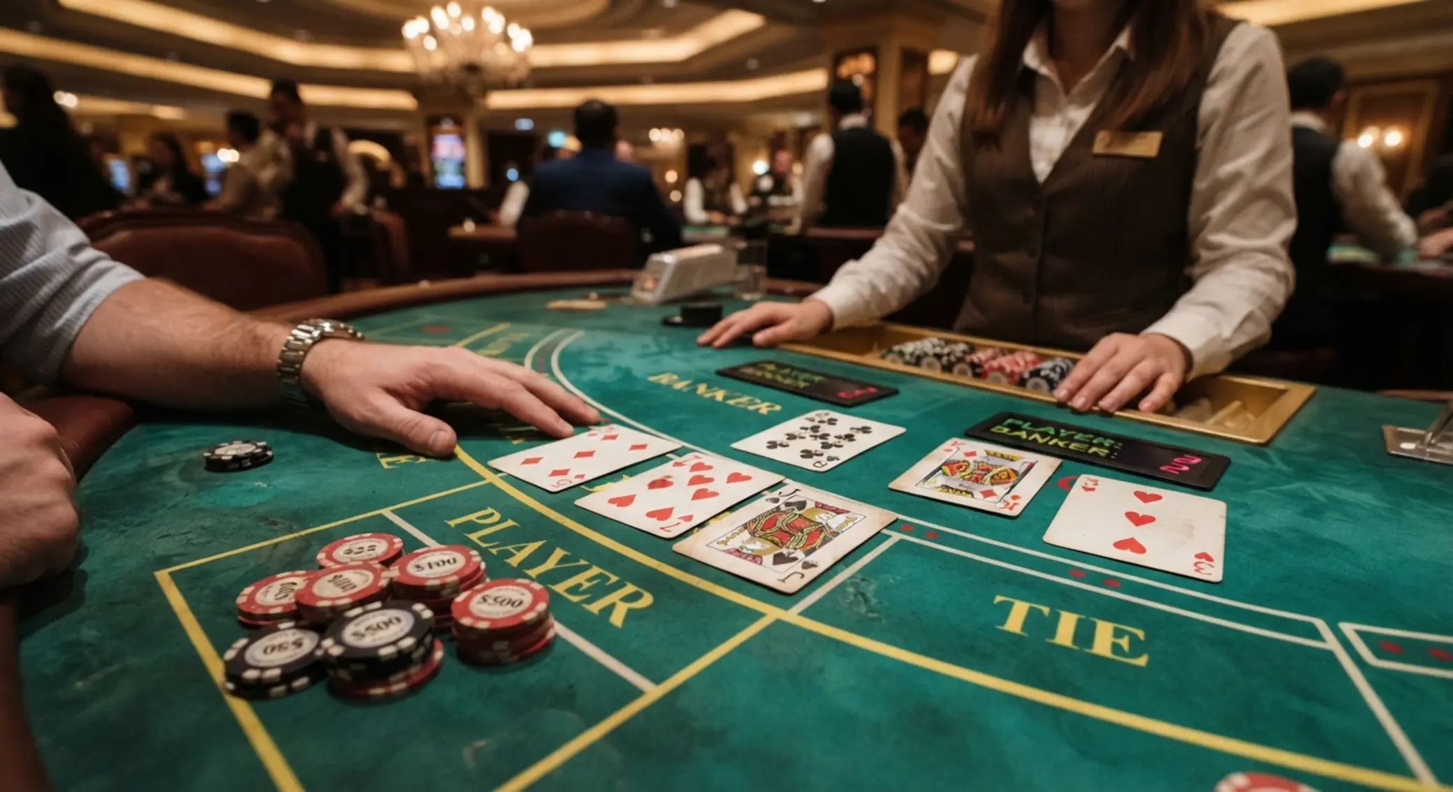 Lapértékek a baccaratban Különböző értékű kártyák baccarat asztalon