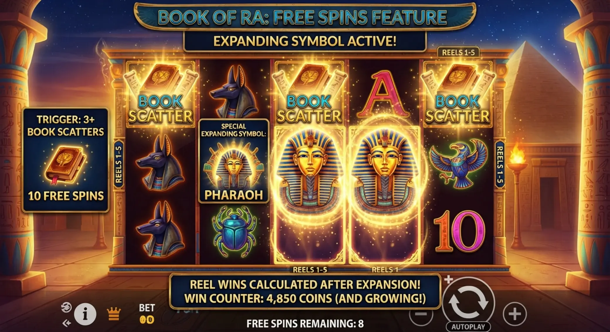Book of Dead free spin funkció könyv szimbólummal és bővülő jellel