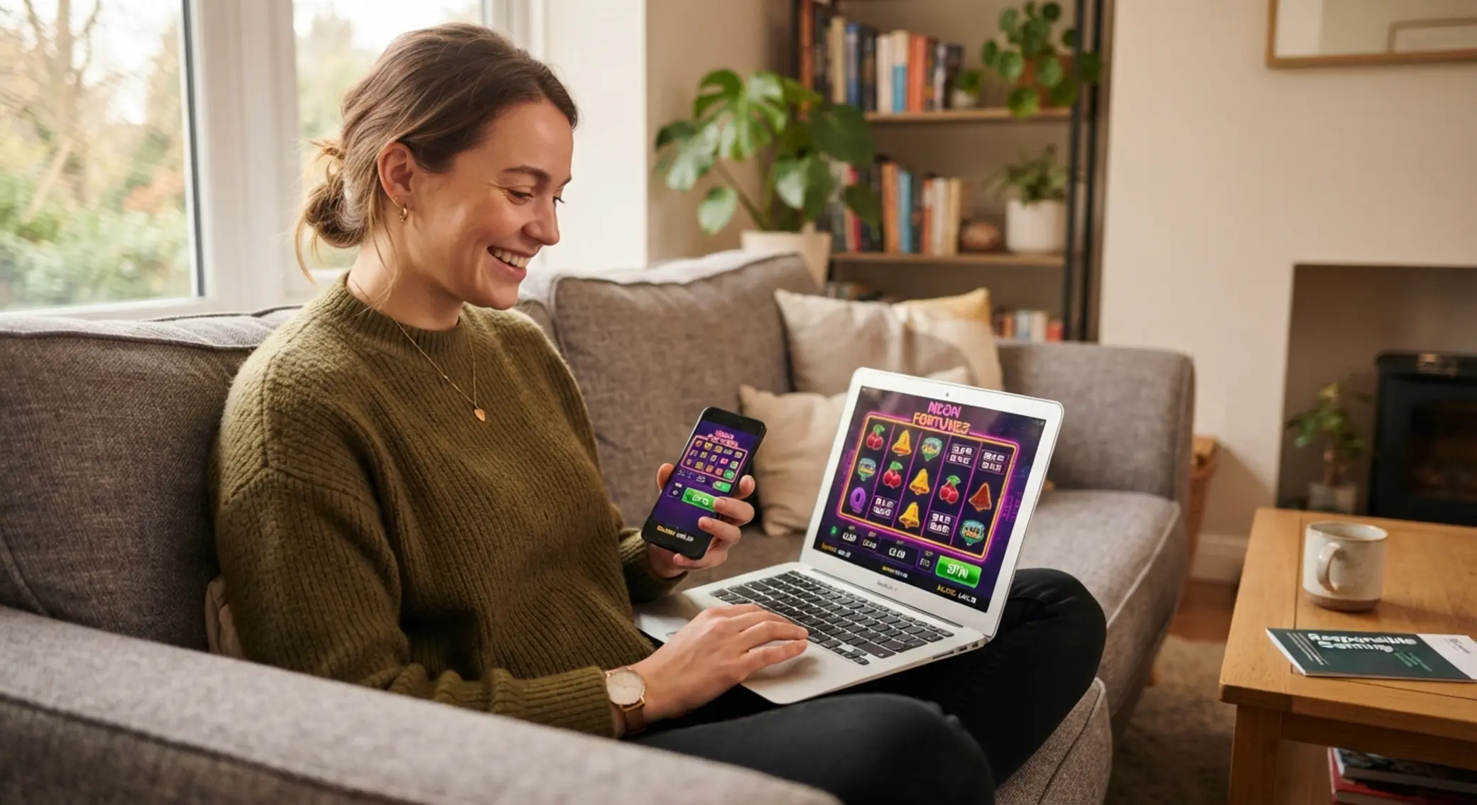Online slot játék használata eszközökön Játékos online slot játékkal laptopon és mobilon