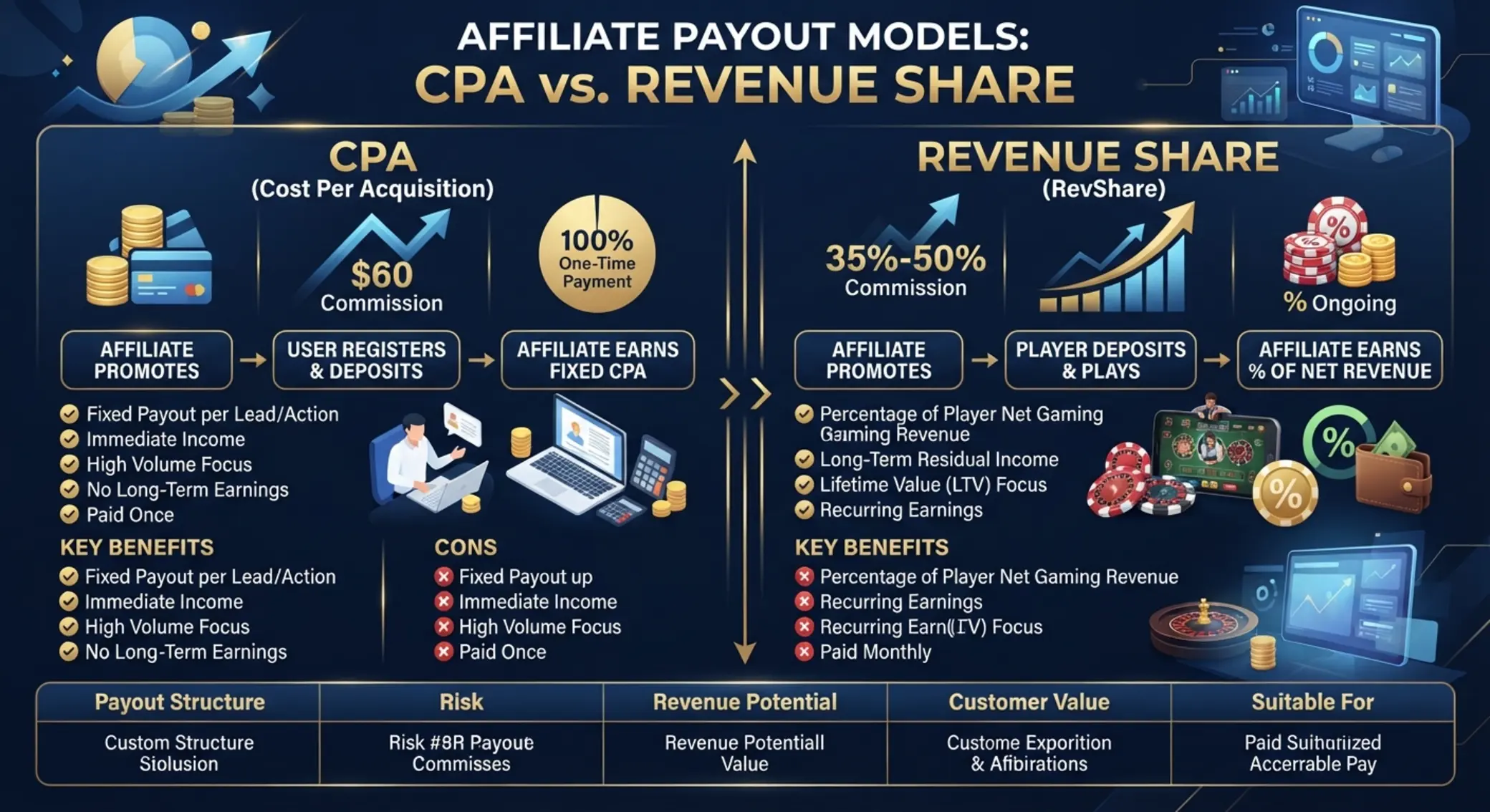 CPA és revenue share modell szemléltetése